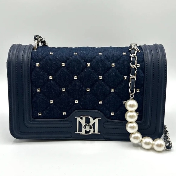 Badgley Mischka Navy Quilted Crossbody Bag - Picture 1 of 4